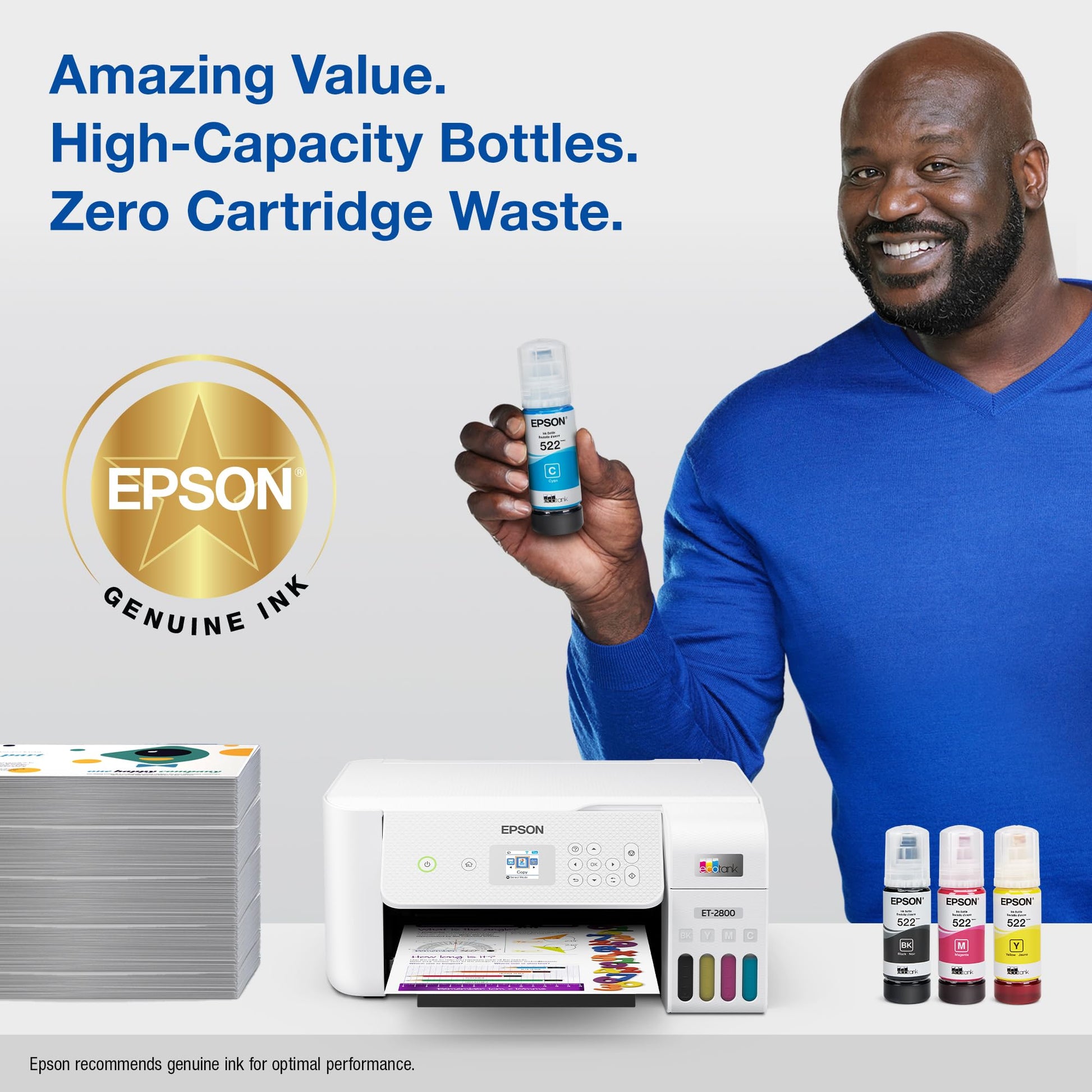 Epson 522 EcoTank Ink Ultra-High Capacity Bottle, Black (T522120-S) - Compatible with ET-2400, ET-2720, ET-2800, ET-2803, ET-2840, ET-4700, ET-4800, ET-4810 - Available at All In One Marketplace Canada