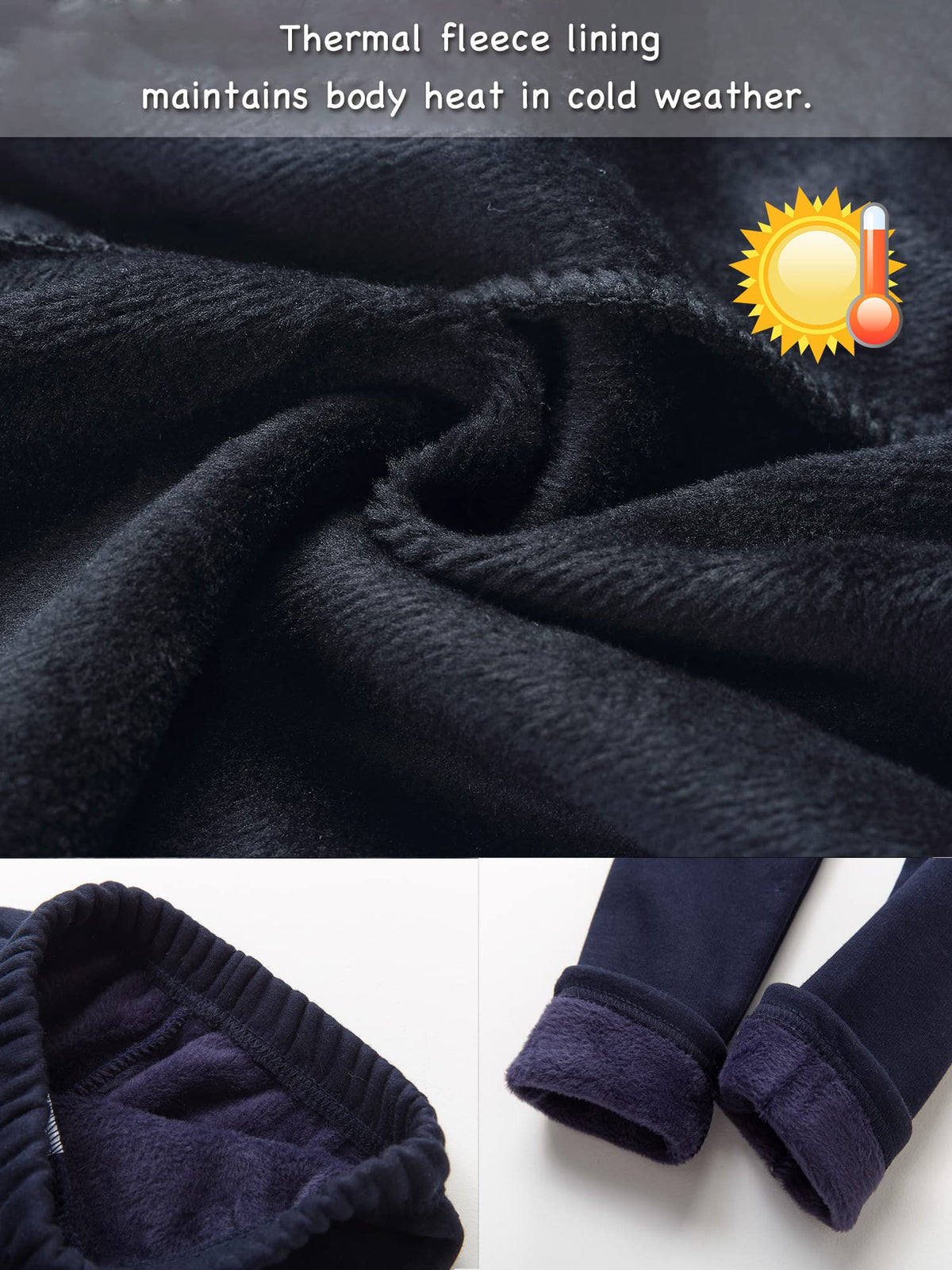Adorel Girls' Fleece Lined Leggings Winter Pants Thermal Cotton Solid Color Pack of 2 Black, Navy Blue 4T (Manufacturer Size: 110) 🍁 All In One Marketplace Canada