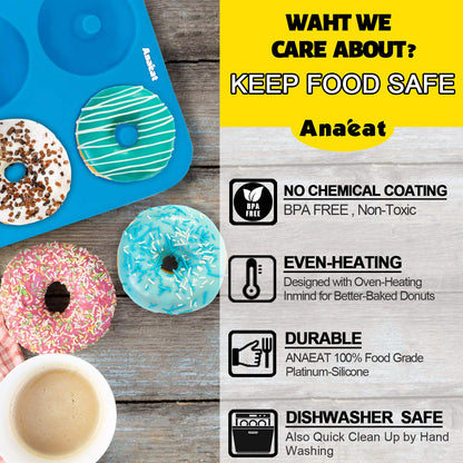 Anaeat 3 Pack Donut Pan Silicone Baking Mold, Just Pop Out! Non-Stick Doughnuts Baking Pans for 6 Full-Size Donuts, Muffins, Cake Biscuit Bagels - Easy Clean, Oven, Dishwasher Safe(Multicolor) 🍁 All In One Marketplace Canada