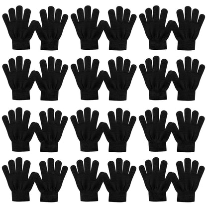 Kid's Winter Magic Gloves,12 Pairs Winter Stretchy Warm Magic Gloves Fit for 6-11 Years Old Boys or Girls Knit Gloves (12 Pairs Black) 🍁 All In One Marketplace Canada