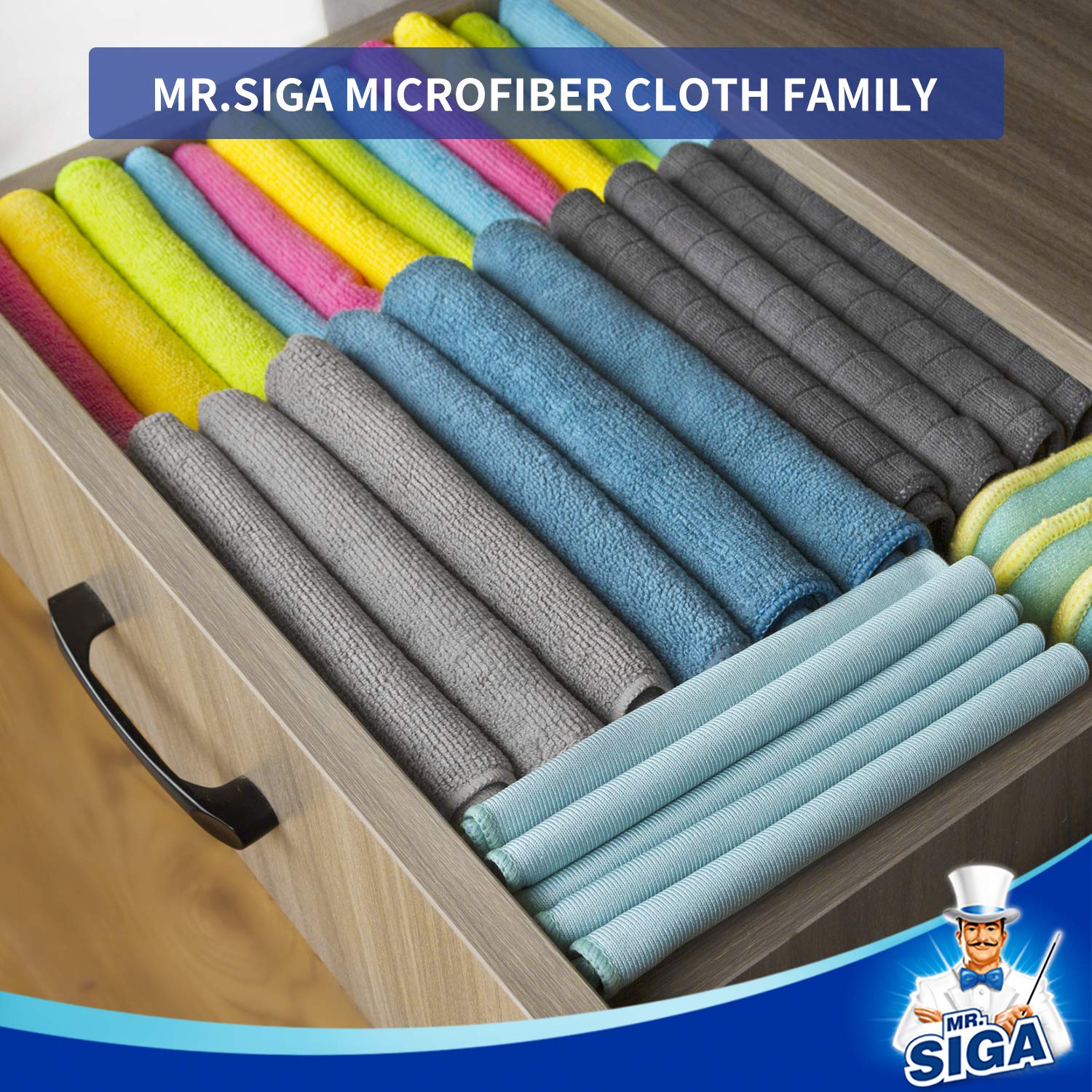 MR.SIGA Microfiber Cleaning Cloth,Pack of 12,Size:12.6" x 12.6" - Available at All In One Marketplace Canada