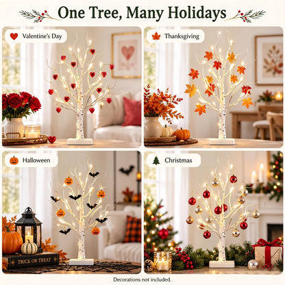 PEIDUO Birch Tree for Christmas Decorations with Timer, Lighted Birch Tree Prelit Fall Decor with 24 LED Warm White Lights, Artificial Tree Lights for Indoor Tabletop Christmas Home Decor (2PK) 🍁 All In One Marketplace Canada
