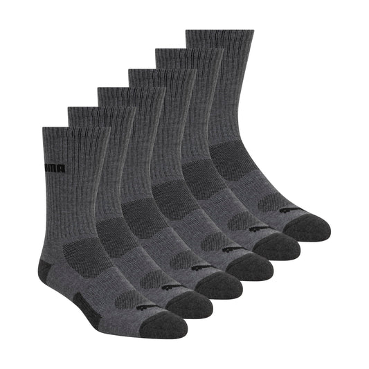 PUMA mens 6 Pack Crew Socks, Dark Gray, 13-Oct US - Available at All In One Marketplace Canada