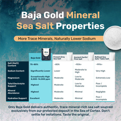 Baja Gold Mineral Sea Salt – Fine Grind, Unrefined, 1 lb Resealable Bag
