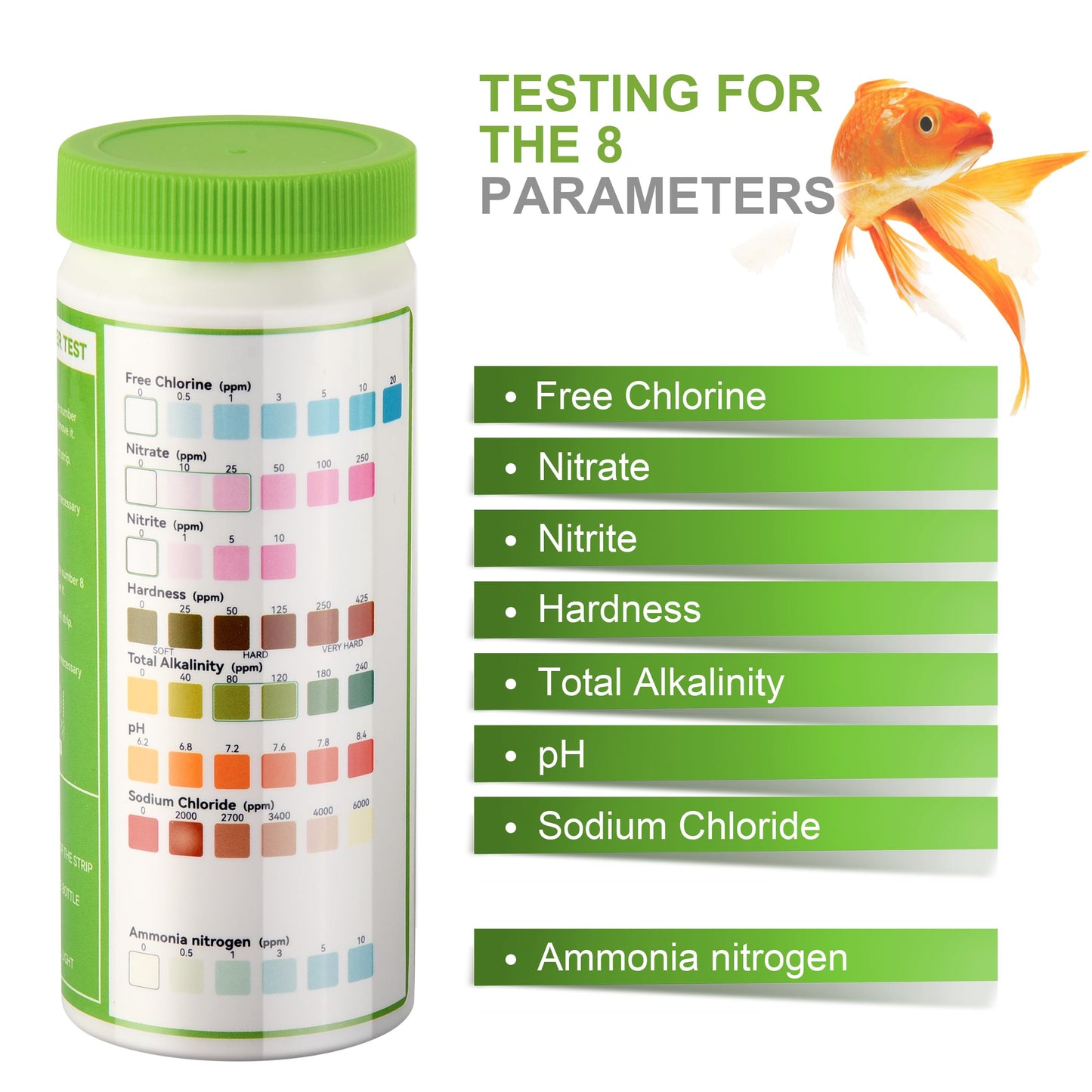 AAwipes Aquarium Ammonia Test Strips 8-in-1 | 50 Strips | Quick & Accurate Water Testing for Freshwater & Saltwater Tanks -Test pH, Carbonate, Alkalinity, Hardness, Chlorine, Nitrite, etc. (K02-50)