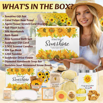 ElatedMore Sunflower Gift Basket for Women,14-Piece Self Care Gift Set 🍁 All In One Marketplace Canada