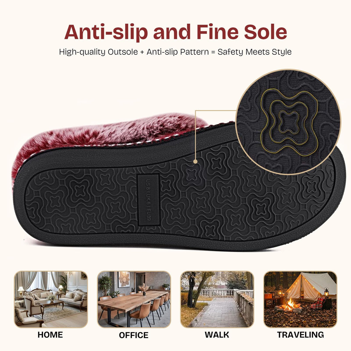 EverFoams Women's Bootie Slippers Memory Foam Burgundy, Size 9 US 🍁 All In One Marketplace Canada