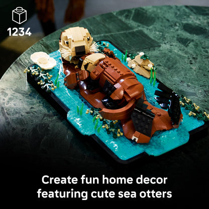LEGO Ideas Floating Sea Otters Building Sets for Adults - Room or Office Decor for Women & Men, Ages 18+ - Gift Ideas for Birthday - 21366 LEGO