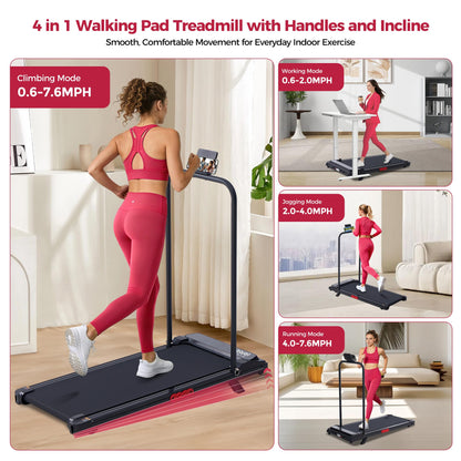 POTUPUS Walking Pad Treadmill with Incline, Portable Treadmills for Home Small Spaces, 3.0HP Electric Walking Treadmills with Handle Bar, Mini Treadmills for Exercising, 0.6-7.6MPH, 160KG, Model 401 - Available at All In One Marketplace Canada