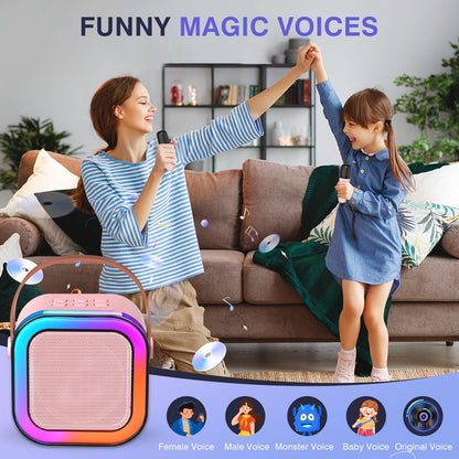 TAEMVV Mini Karaoke Machine for Kids,Portable BT Speaker with 2 Wireless Microphones and LED Light Holiday Birthday Gift Toy for Boys and Girls Teens Over 4,5,6,7,8,9,10,11,12+ Years Old(Pink) 🍁 All In One Marketplace Canada