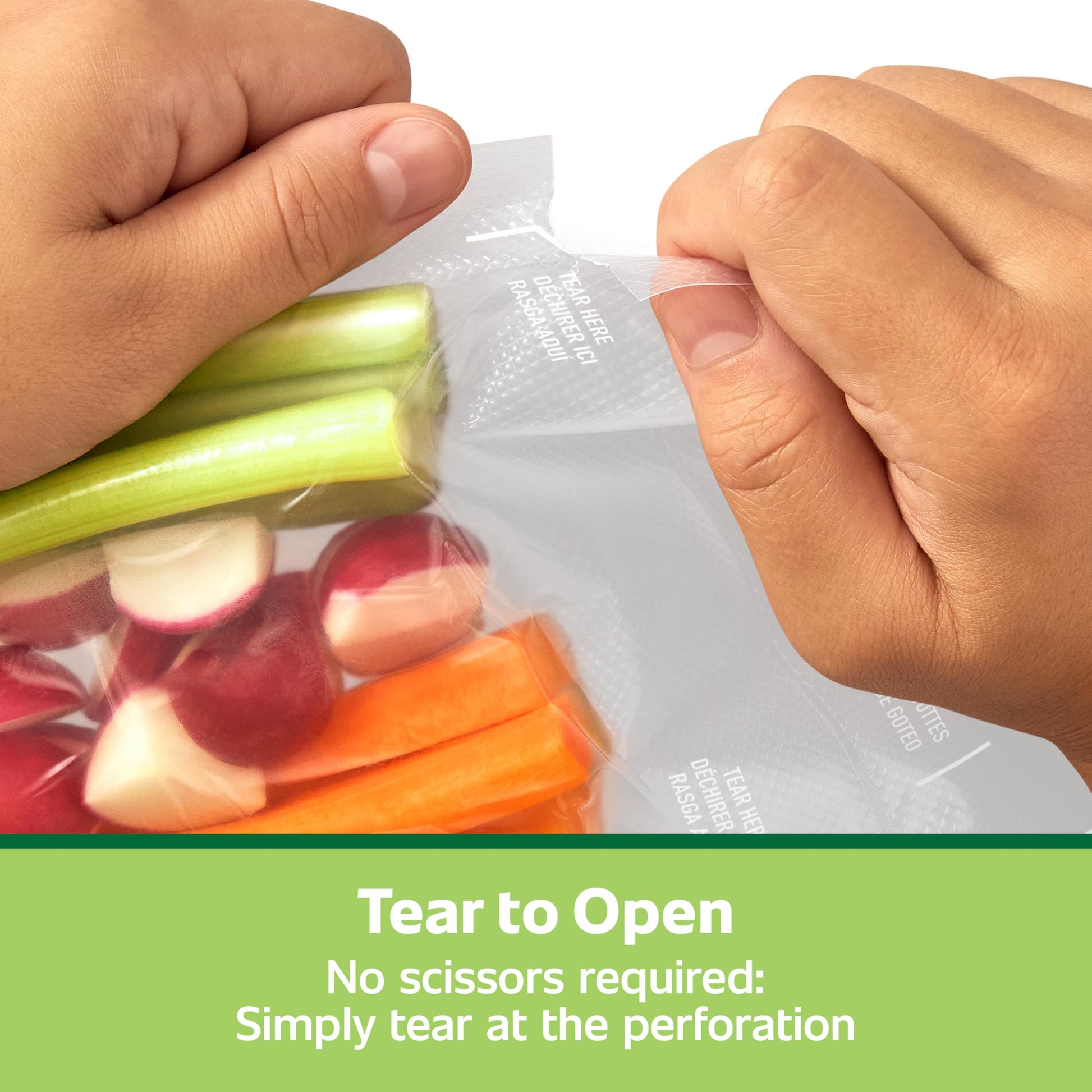 FoodSaver Quart Pre-Cut Vacuum Seal Bags (946 mL), Easy Use, Align to Seal and Tear to Open Vacuum Sealer Food Storage Bags, 43 Pack FOODSAVER