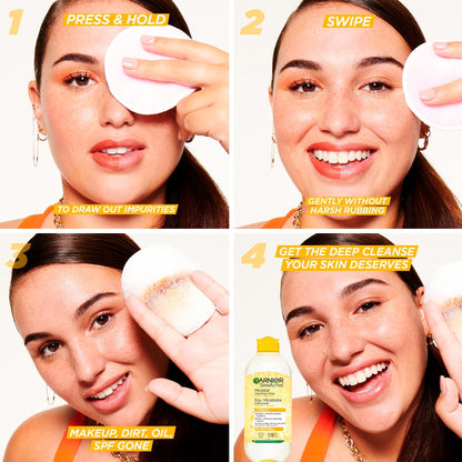 Garnier Micellar Cleansing Water, All-in-One Makeup Remover & Face Cleanser With Vitamin C, Hypoallergenic, All Skin Types Even Sensitive Skin, 400 ml