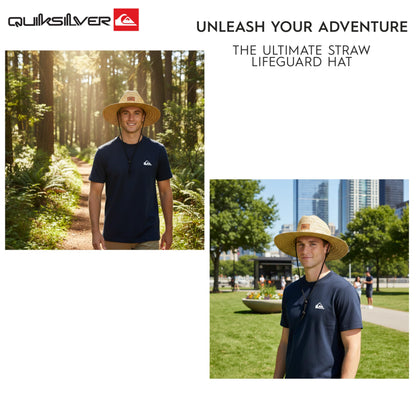 Quiksilver Men's Wide Brim Outdoor Lifeguard Straw Sun Hat, Natural, XX-Large Quiksilver