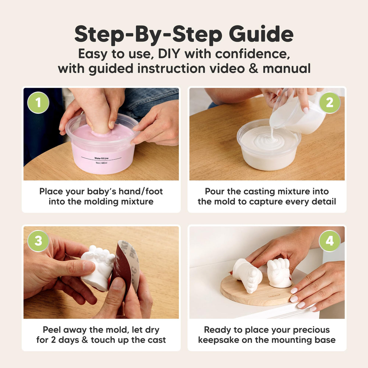 KeaBabies Baby Casting Kit Hands and Feet Mold 3D,Newborn (Round, Ash Wood) 🍁 All In One Marketplace Canada