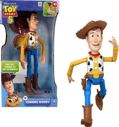 Mattel Disney and Pixar Toy Story 5 Running Woody 12 Inch Action Figure with 50 Plus Movie Phrases and Sounds, Movie-Accurate Mattel