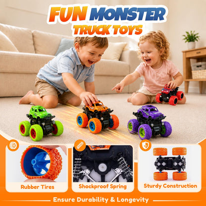 4 Pack Monster Trucks Toys for Boys 2 3 4 5 6 7 Year Old, Friction Powered Pull Back Car Toys for Toddlers Kids Ages 3-5 2-4 4-7, Best Birthday Christmas Party Gift for Boys and Toddlers 🍁 All In One Marketplace Canada