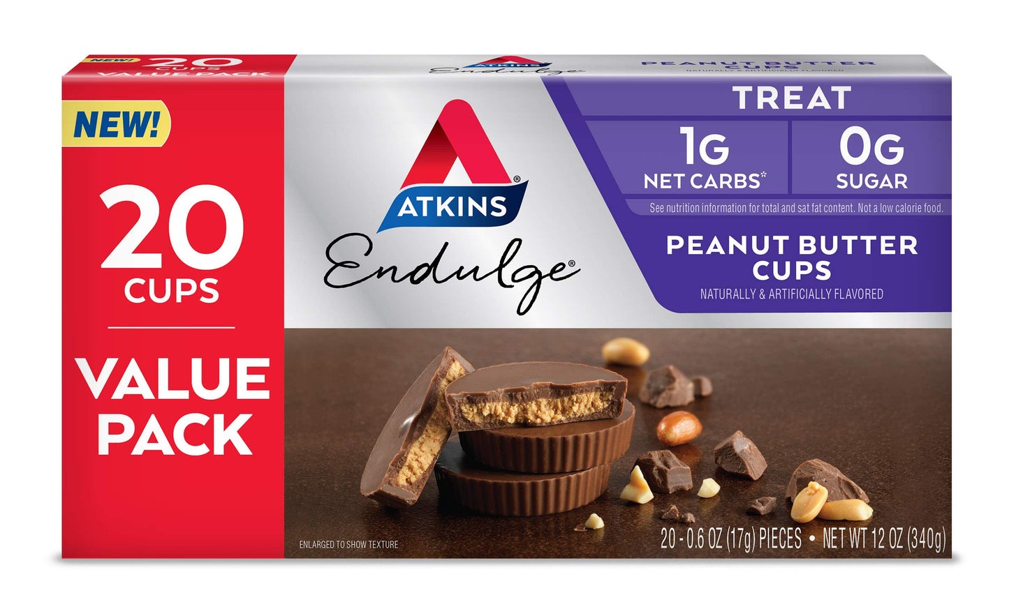 Atkins Endulge Peanut Butter Cups - Low Carb Chocolate Treat, 20 Pack