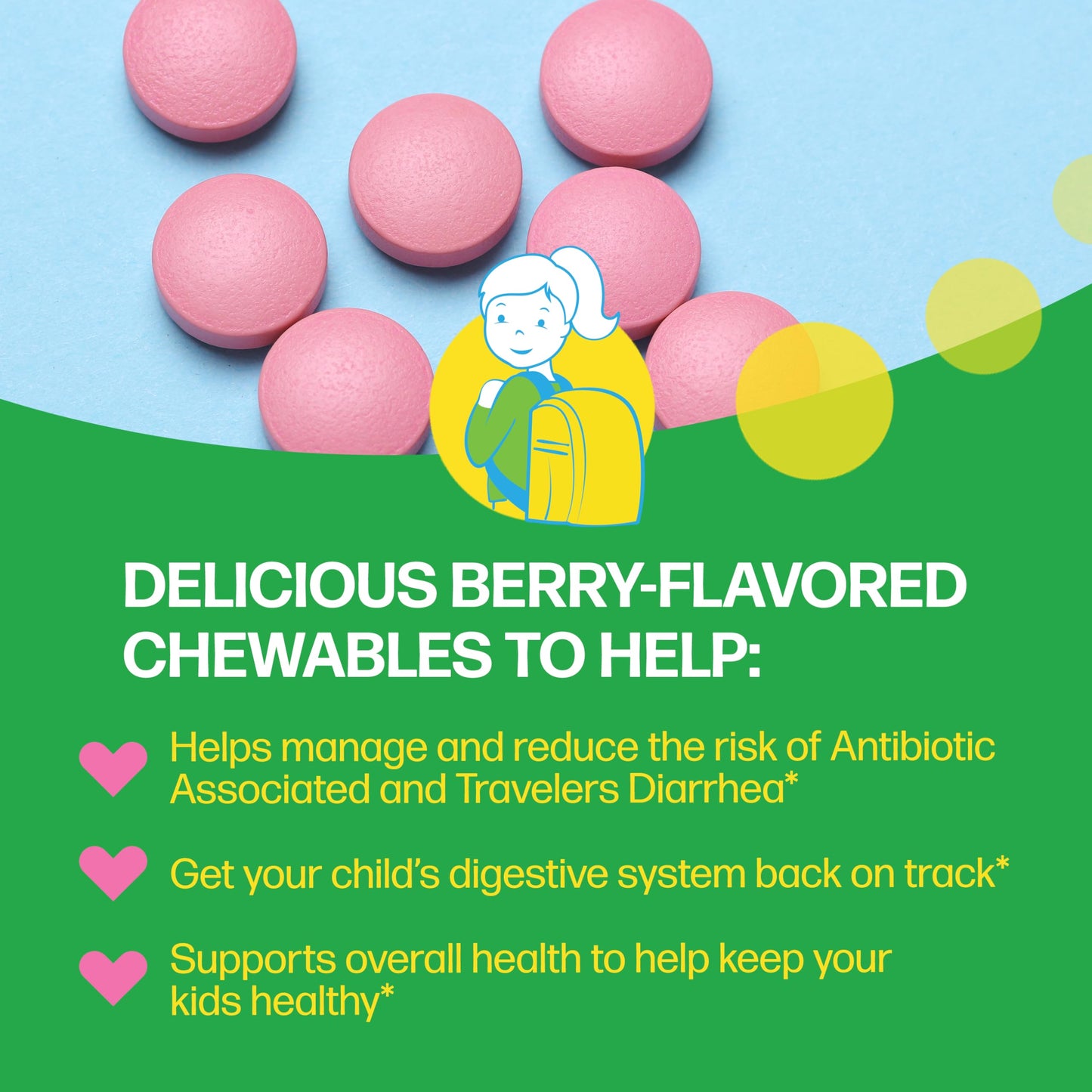 Culturelle Kids Daily Probiotic Chewable for Kids, With 100% Naturally Sourced Lactobacillus GG Strain, Most Clinically Studied Probiotic, Pediatrician Recommended, Berry Flavor, 60 Count Chews 🍁 All In One Marketplace Canada
