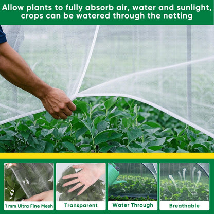Ultra Fine Insect Mesh Garden Netting 3M x 15M, Extra Large Insect & Bird Barrier Netting, Crop Protection Plants Netting for Vegetables, Fruit Trees, Greenhouse, Customizable Plant Cover Protection - Available at All In One Marketplace Canada