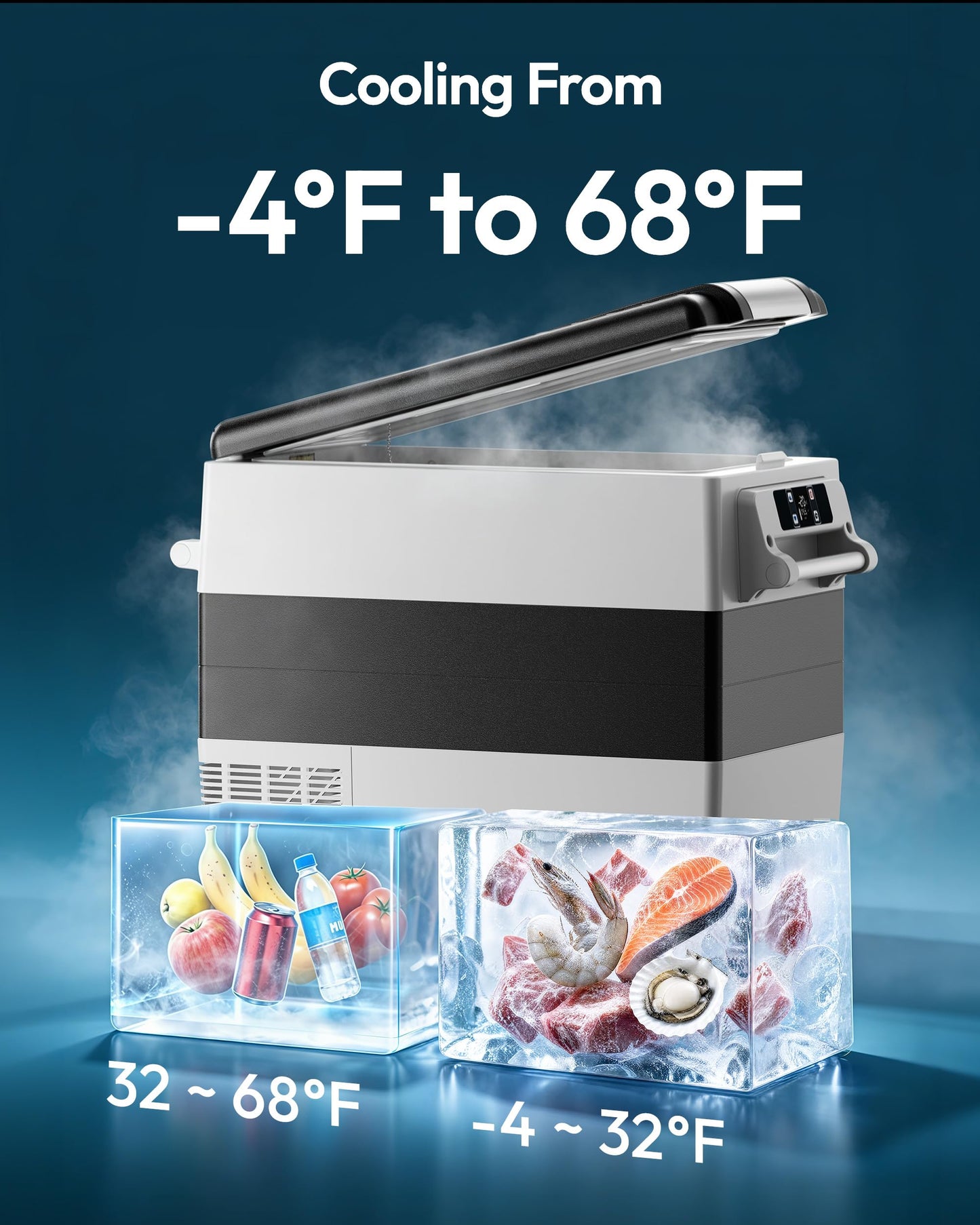 EUHOMY 12 Volt Refrigerator, 60QT(55L) Electric Cooler, 12V Fridge APP Control, 12V Cooler -4℉~68℉, Portable Freezer 12/24V DC 110-240V AC for Camping, Travel, Truck, Home 🍁 All In One Marketplace Canada
