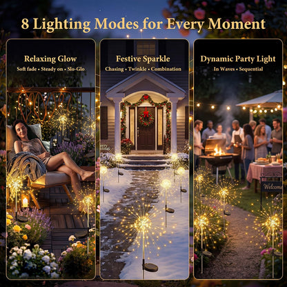 Solar Garden Lights Outdoor 4-Pack, 120 LED Starburst Lights, Warm White 🍁 All In One Marketplace Canada