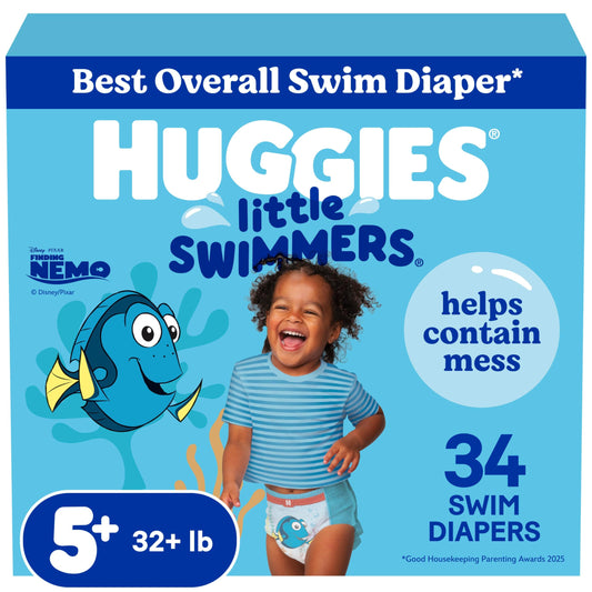 HUGGIES Disposable Swim Diapers - Size 5-6 Large, Huggies Little Swimmers, 34 ct