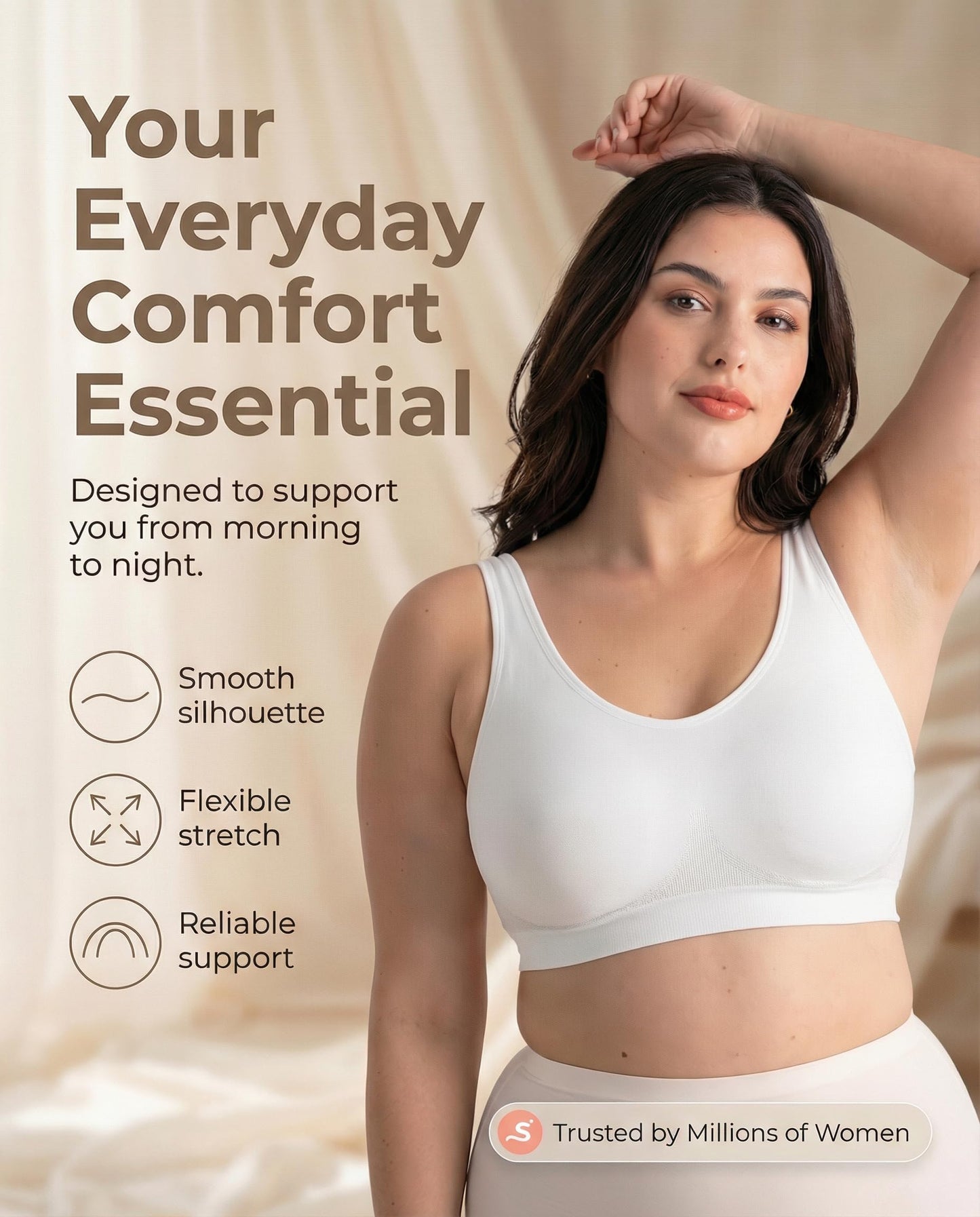 SHAPERMINT Soutien-gorge sans armatures pour femme – Bralette sans coutures à maintien complet, soutien-gorge de sport compressif, soutien-gorge minimiseur grande taille, soutien-gorge rembourré sans armatures pour femme Blanc