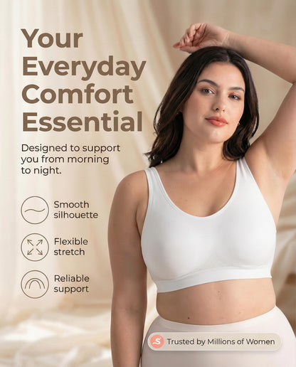 SHAPERMINT Soutien-gorge sans armatures pour femme – Bralette sans coutures à maintien complet, soutien-gorge de sport compressif, soutien-gorge minimiseur grande taille, soutien-gorge rembourré sans armatures pour femme Blanc