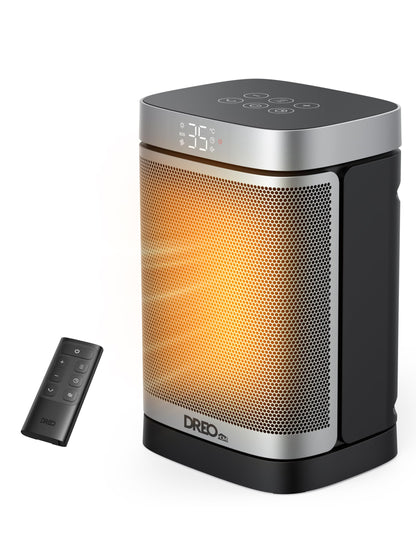 DREO Space Heaters for Indoor Use, 1500W Electric Heater for Bedroom Home Office, Safe PTC Ceramic Heater with Thermostat, Portable Heaters with Remote, 70°Oscillation, 12H Timer, 5 Modes DREO