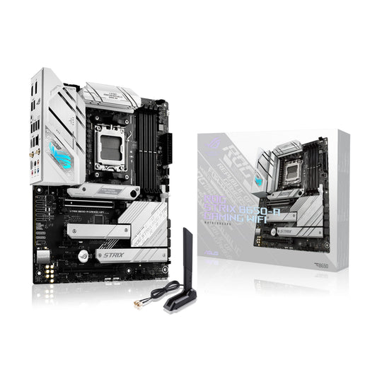 ASUS ROG Strix B650-A Gaming WiFi AMD B650 AM5 Ryzen Desktop 9000 8000 & 7000 ATX Motherboard, 12 + 2 Power Stages, DDR5, 3X M.2 Slot, PCIe 4.0, 2.5G LAN, WiFi 6E, USB 3.2 Gen 2x2 Type-C, Aura Sync Asus