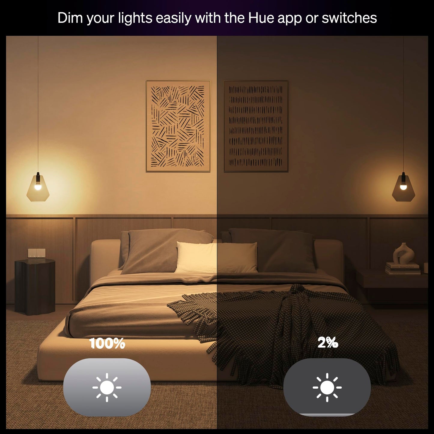 Philips Hue Essential Starter Kit: Bridge + 4 Essential E26 Smart Bulbs, White and Color Ambiance, 2200K-6500K, Dimmable, Works with Alexa, Google Assistant, Samsung SmartThings, Apple Home 🍁 All In One Marketplace Canada Philips Hue