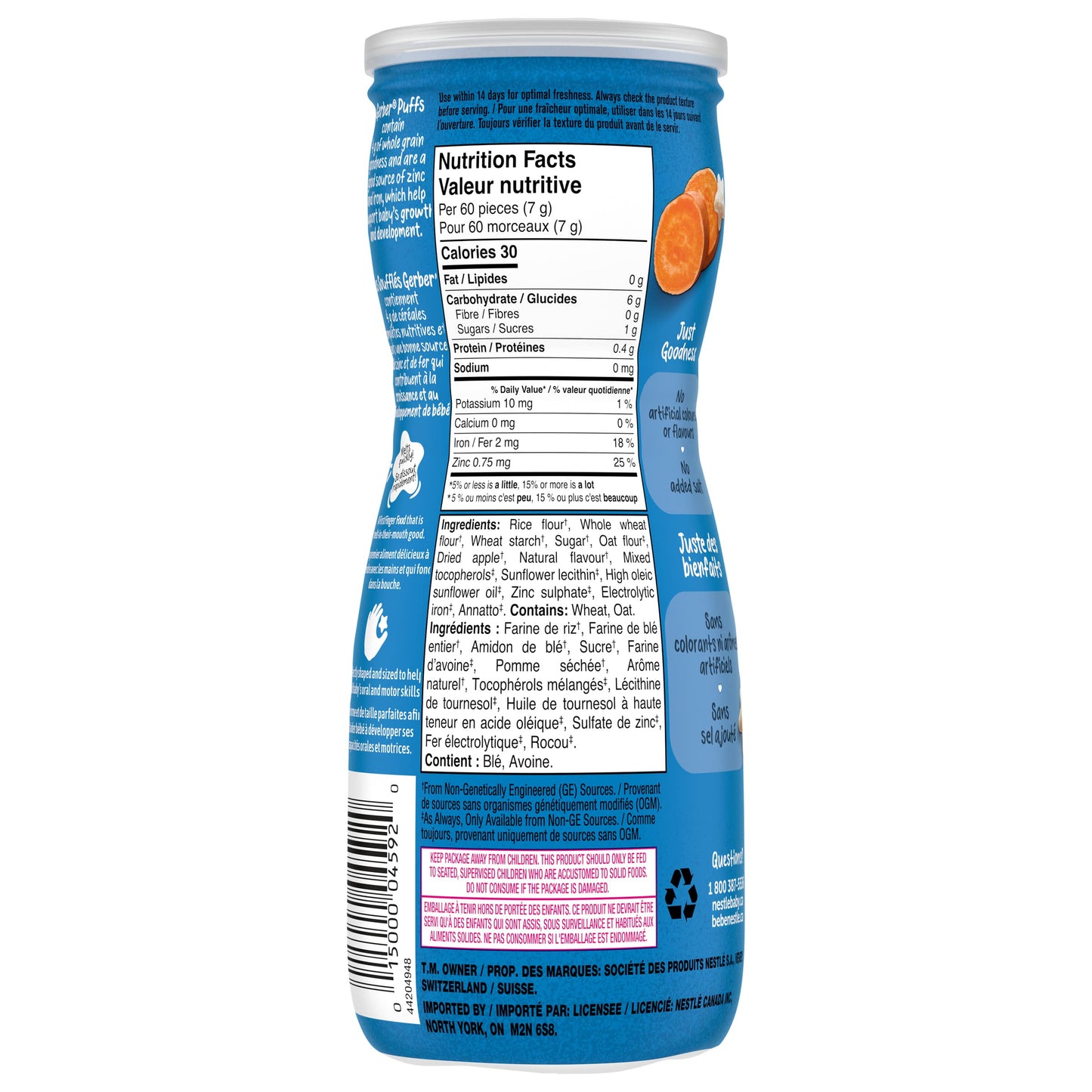 GERBER Puffs Sweet Potato Baby Snacks, 6 Tubs, 252 g 🍁 All In One Marketplace Canada