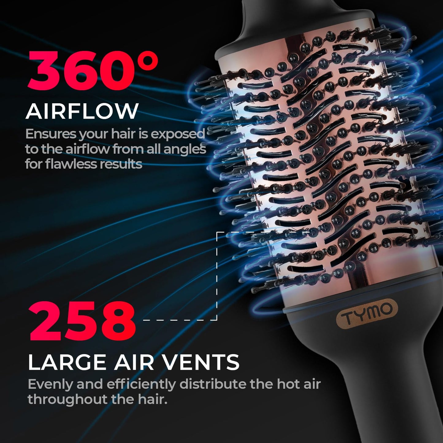 TYMO Hair Dryer Brush Blow Dryer Brush in One, 4 in 1 Ionic Hairdryer and Styler Volumizer with Oval Titanium Barrel, Hot Air Straightener for Smooth Frizz-Free Blowout, Gold - Available at All In One Marketplace Canada