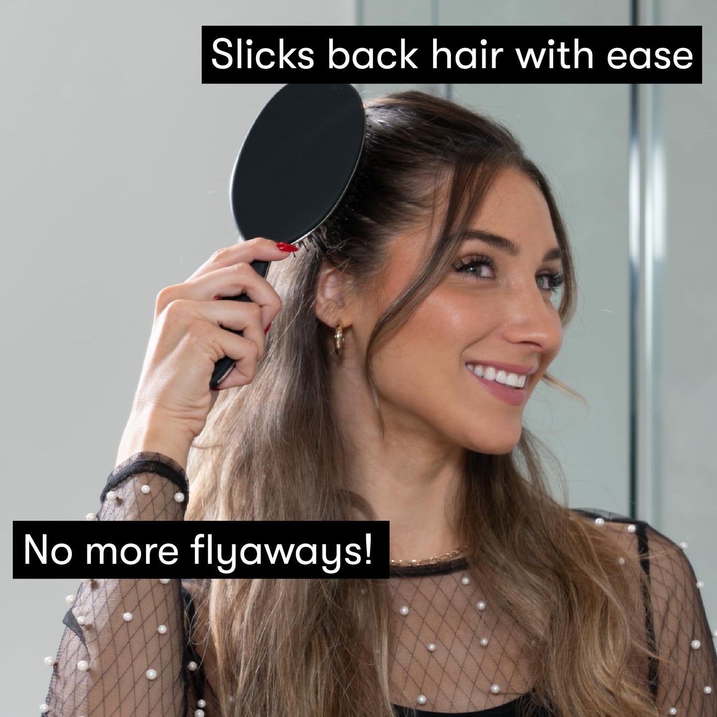 FRAMAR Black Boar Bristle Hair Brush - Natural Bristle Brush For Fine Hair, Boar Brush For Slicking Back Hair, Hair Brush For Women, Slick Back Hair Brush, Brosse a Cheveux, Brosse Poil De Sanglier