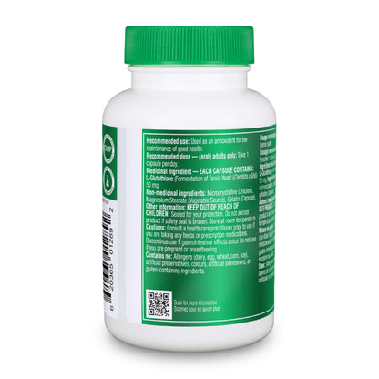 Organika Canadian-Made L-Glutathione (Reduced), Antioxidant and Detox Support -100 Caps - Available at All In One Marketplace Canada