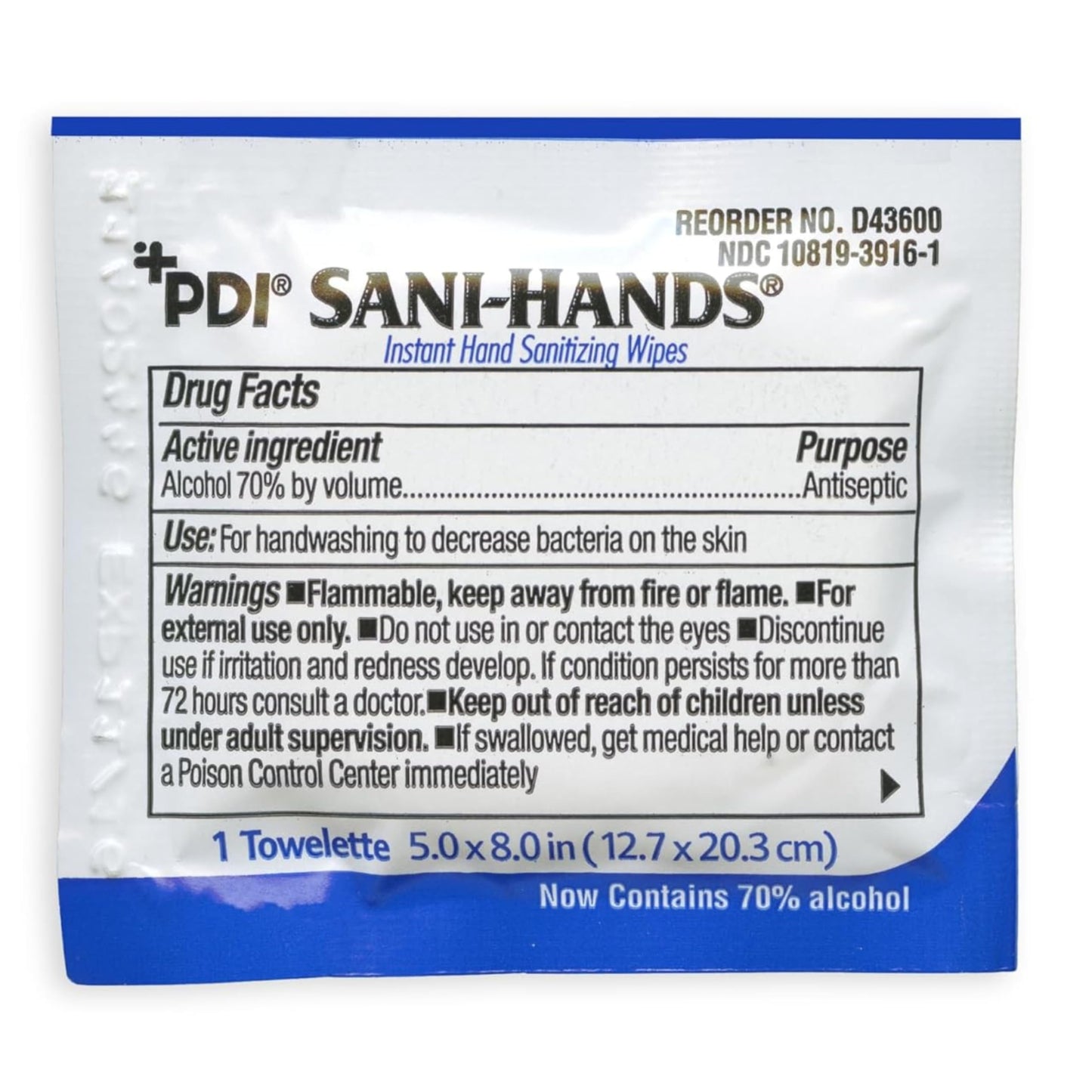 Sani-Hands Hand Sanitizer Wipes, Ethyl Alcohol Wipes Individually Wrapped with Aloe and Vitamin E, Hand Sanitizer Travel, Home, Outdoor Use, 5 in x 8 in, 100 Wipes, 1 Pack - Available at All In One Marketplace Canada