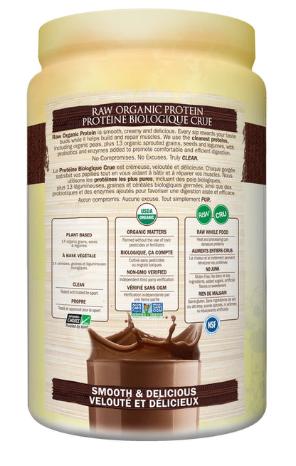Garden of Life Raw Organic Protein, Chocolate, 664g. Packed with 22 Grams of Certified Organic Plant Protein, including organic peas grown and processed in Canada.