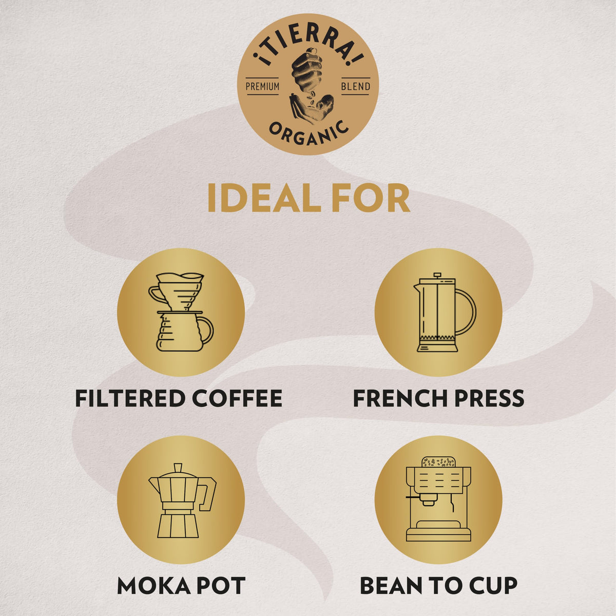 Lavazza Organic Tierra Whole Bean Coffee Blend - Light Roast, Premium Arabica Beans - 1KG Bag