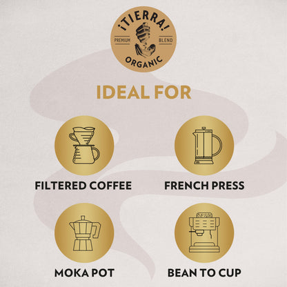 Lavazza Organic Tierra Whole Bean Coffee Blend - Light Roast, Premium Arabica Beans - 1KG Bag