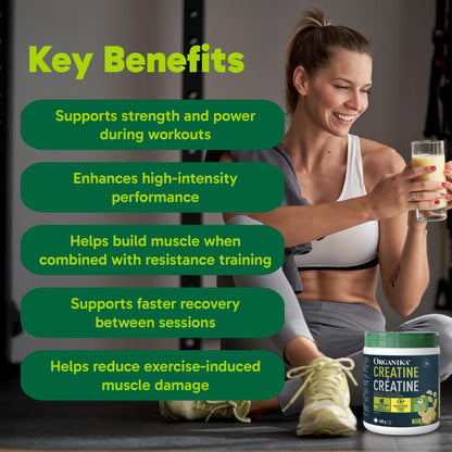 Organika Canadian-Made Creatine Powder- Lemonade- Pure Micronized Creatine Monohydrate - Helps Build Lean Muscle, Increase Strength, and Improved Recovery and Performance for Men and Women - 600g