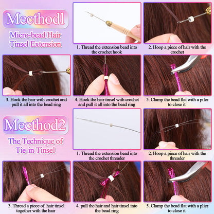 25 Colors Fairy Hair Tinsel Kit 5000 Hair Glitter Strands 48 Inch Heat Resistant Tinsel Hair Extensions Sparkling Shiny Highlights Hair Tinsel with Tools for Christmas Halloween New Year Cosplay Party 🍁 All In One Marketplace Canada