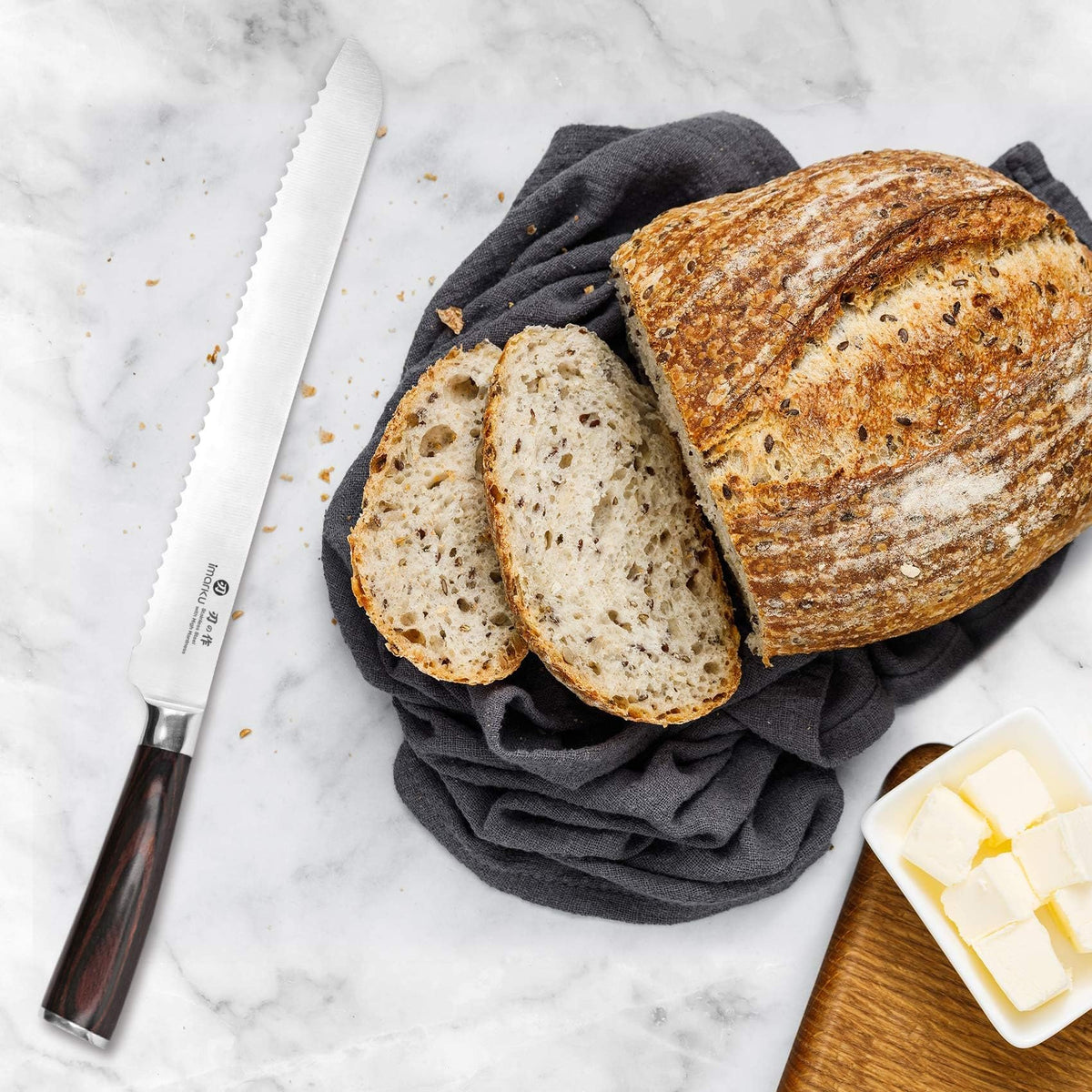 imarku Bread Knife, Japanese High Carbon Stainless Steel Professional Grade Breads Slicing Knife, 10-Inch Serrated Edge Cake Knife, Bread Cutter for Homemade Crusty Sourdough,Best Gifts 🍁 All In One Marketplace Canada