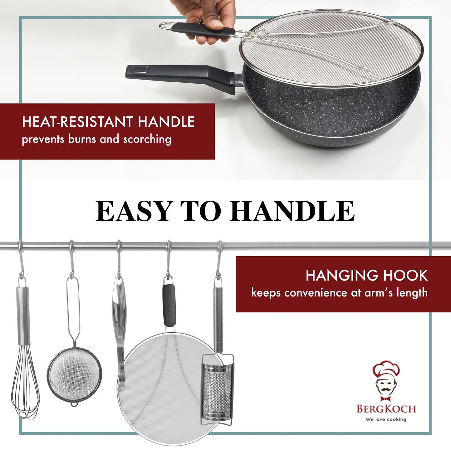 Splatter Screen for Frying Pan - 13 Inch Stainless Steel Grease Splatter Guard - Cover Oil Splash When Sizzling Bacon, Cooking Fried Chicken or Popcorn - Available at All In One Marketplace Canada