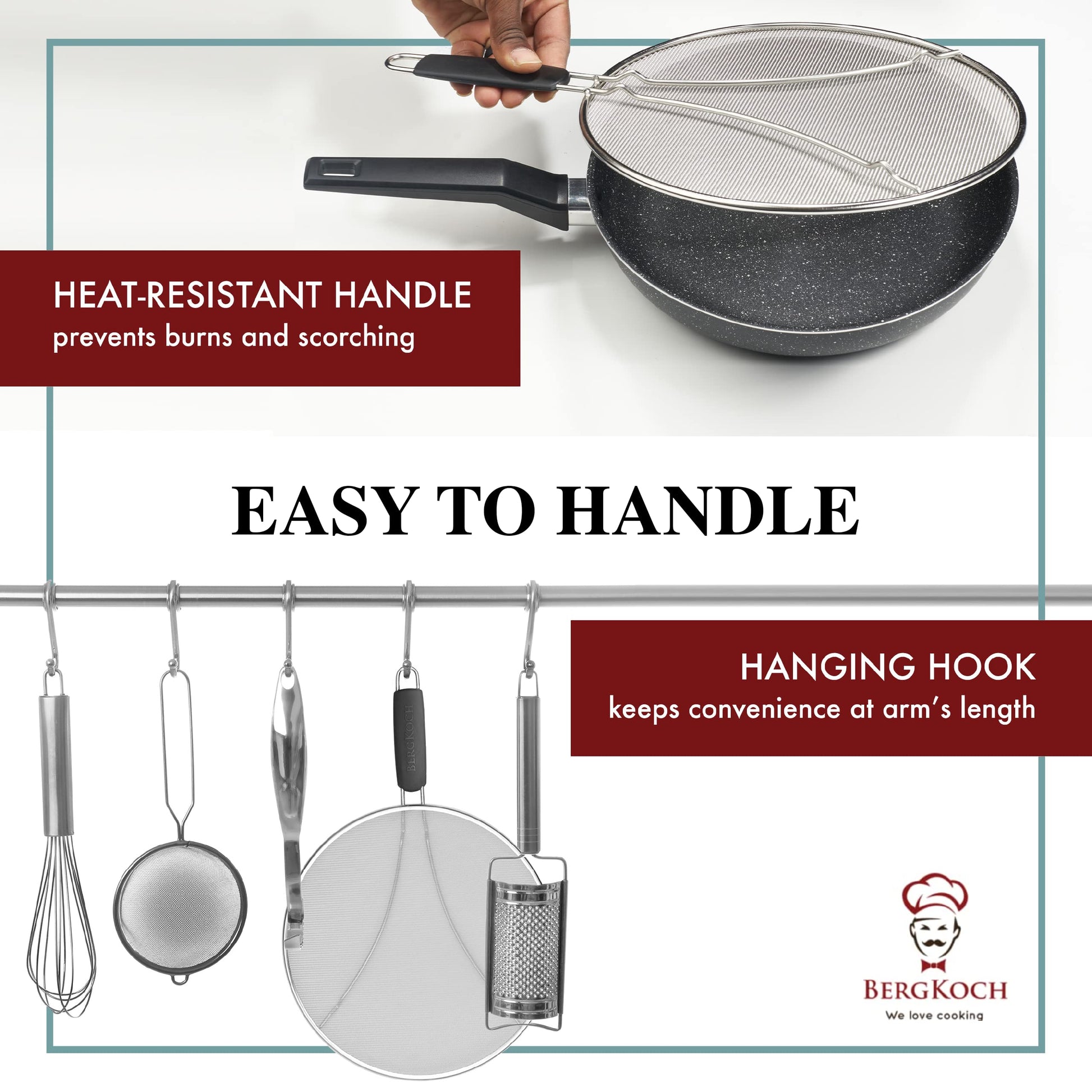 Splatter Screen for Frying Pan - 13 Inch Stainless Steel Grease Splatter Guard - Cover Oil Splash When Sizzling Bacon, Cooking Fried Chicken or Popcorn - Available at All In One Marketplace Canada