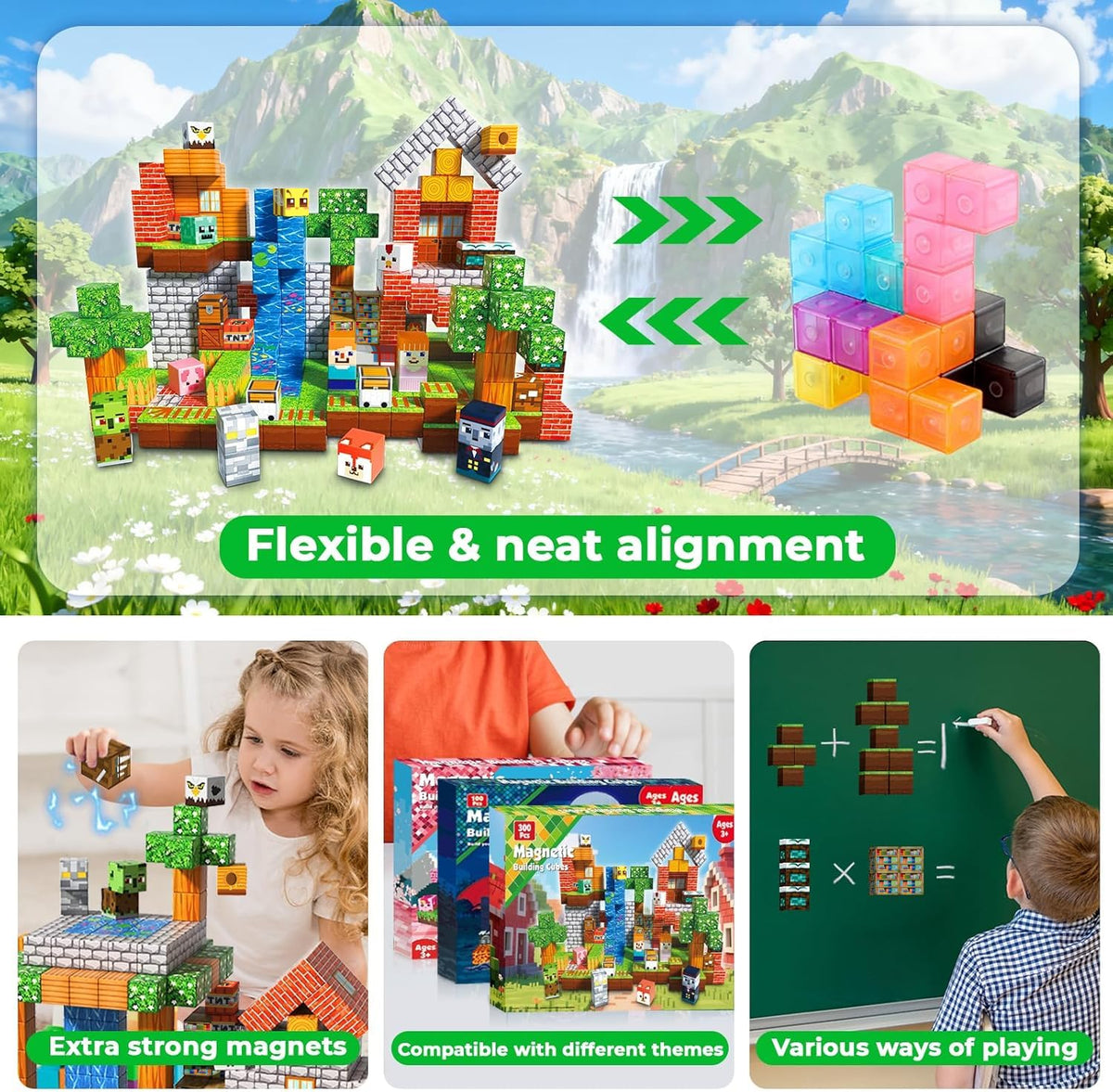 300 PCS Magnetic Blocks Jumbo Forest Castle - Cute Fun Magnetic Building Blocks,Magnet Cubes Stacking Magnet Kids Sensory Toy for Kids 3-5 6-7 8-12 Boys Girls Christmas Birthday Sensory Stacking Toys 🍁 All In One Marketplace Canada