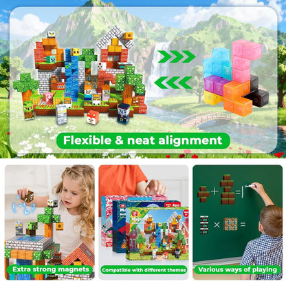 300 PCS Magnetic Blocks Jumbo Forest Castle - Cute Fun Magnetic Building Blocks,Magnet Cubes Stacking Magnet Kids Sensory Toy for Kids 3-5 6-7 8-12 Boys Girls Christmas Birthday Sensory Stacking Toys 🍁 All In One Marketplace Canada