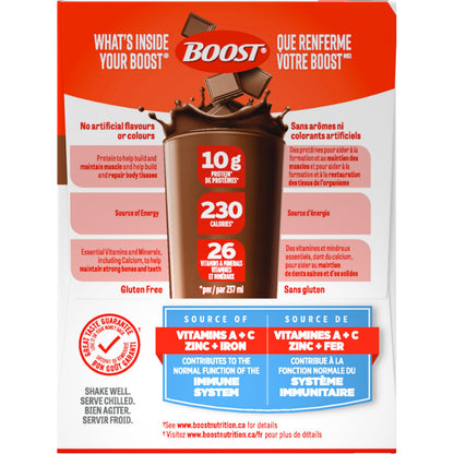 BOOST Original Chocolate Meal Replacement Drink, 237ml Bottles (6-Pack), Case of 4