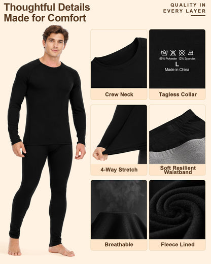 Roadbox Men's Thermal Underwear Set Fleece Lined Compression Long Johns 🍁 All In One Marketplace Canada