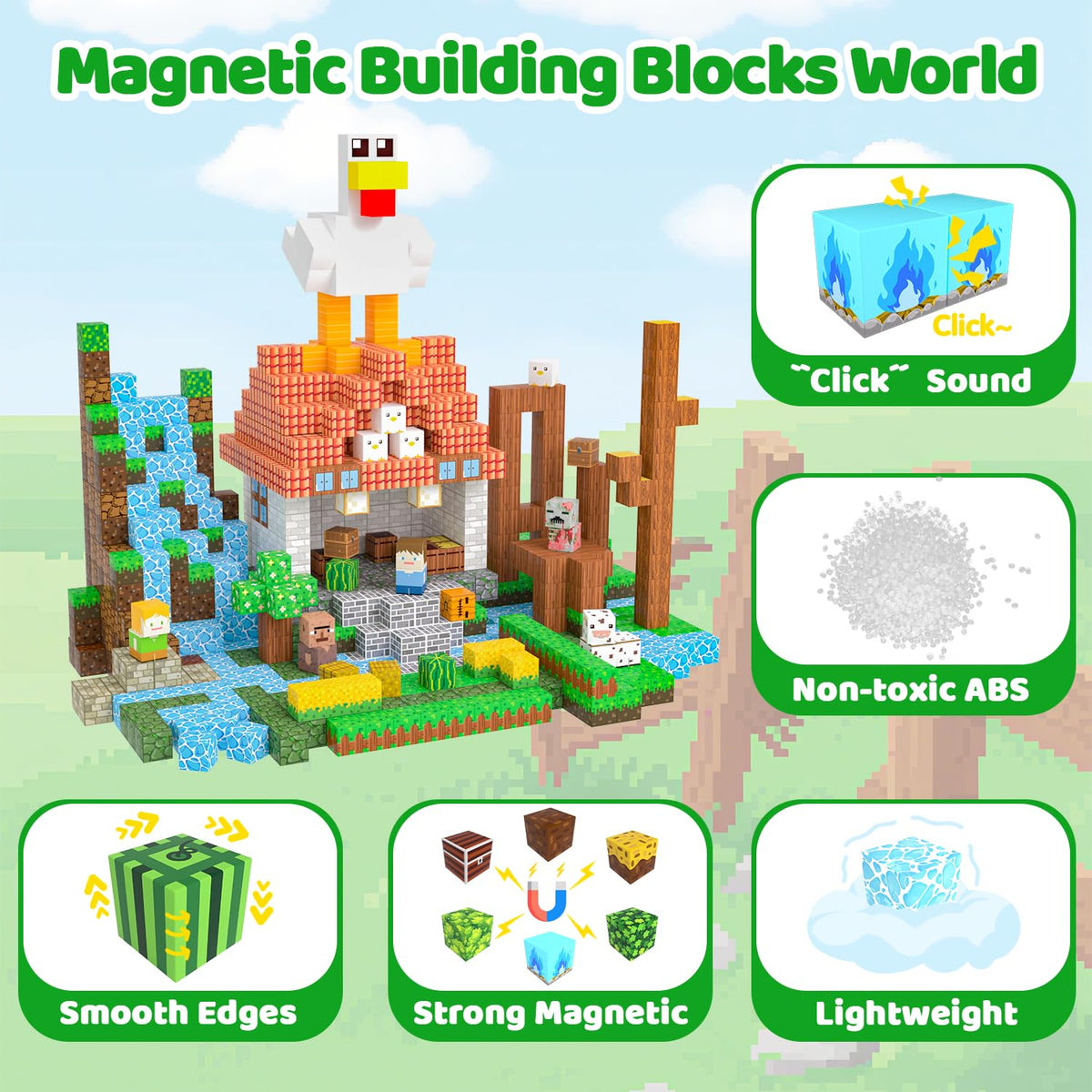 SSAWER Magnetic Blocks, 150PCS Light Up Building Cube Toys Gifts for Kids 🍁 All In One Marketplace Canada
