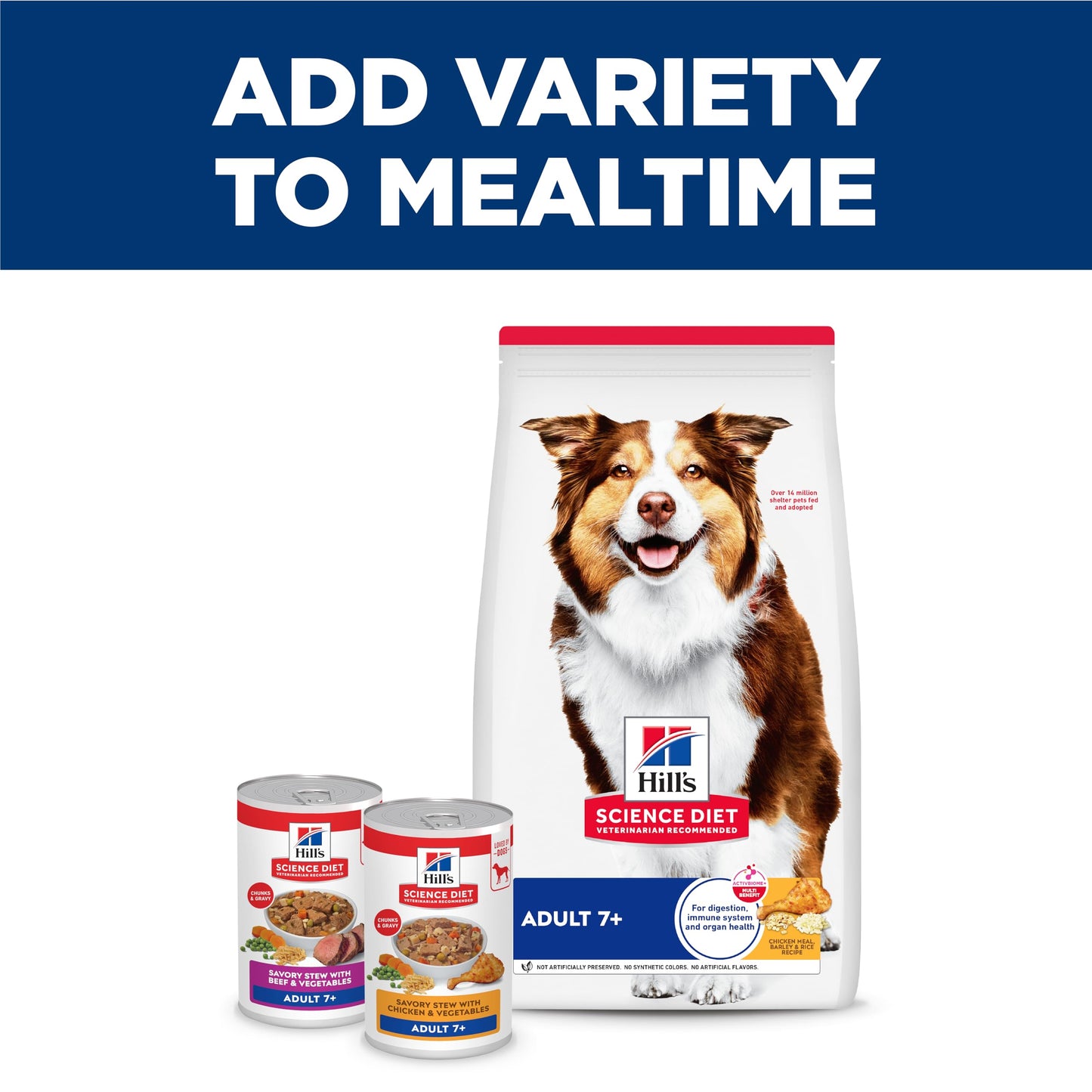 Hill's Science Diet Adult 7+, Senior Premium Nutrition, Wet Dog Food, Beef & Vegetables Stew, 12.8 oz Can, Case of 12 - Available at All In One Marketplace Canada